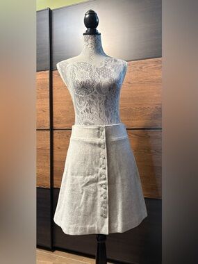 Club Monaco Heather Gray Wool-Blend A-Line Skirt